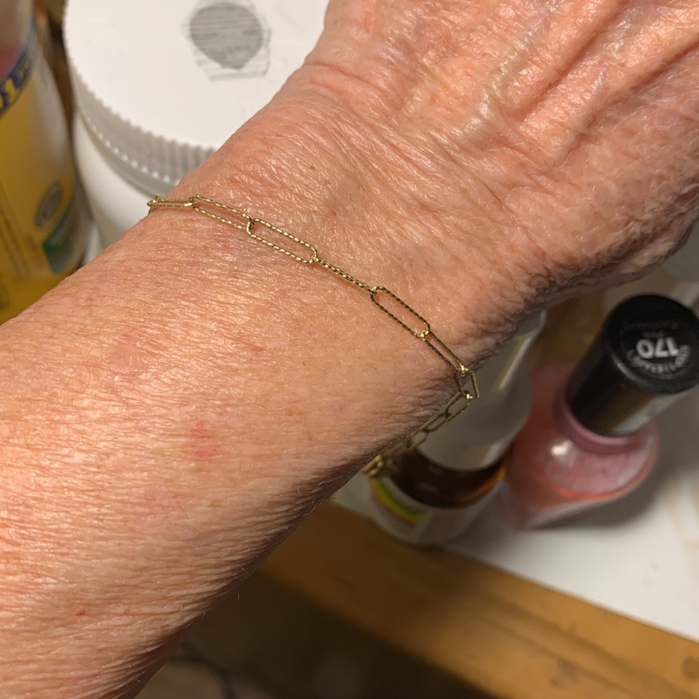 Solid 14 K. Paper Clip Bracelet - image 4